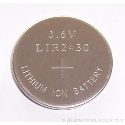 3.6V Rechargeable High Capacity Lithium Button Cell Lir2430